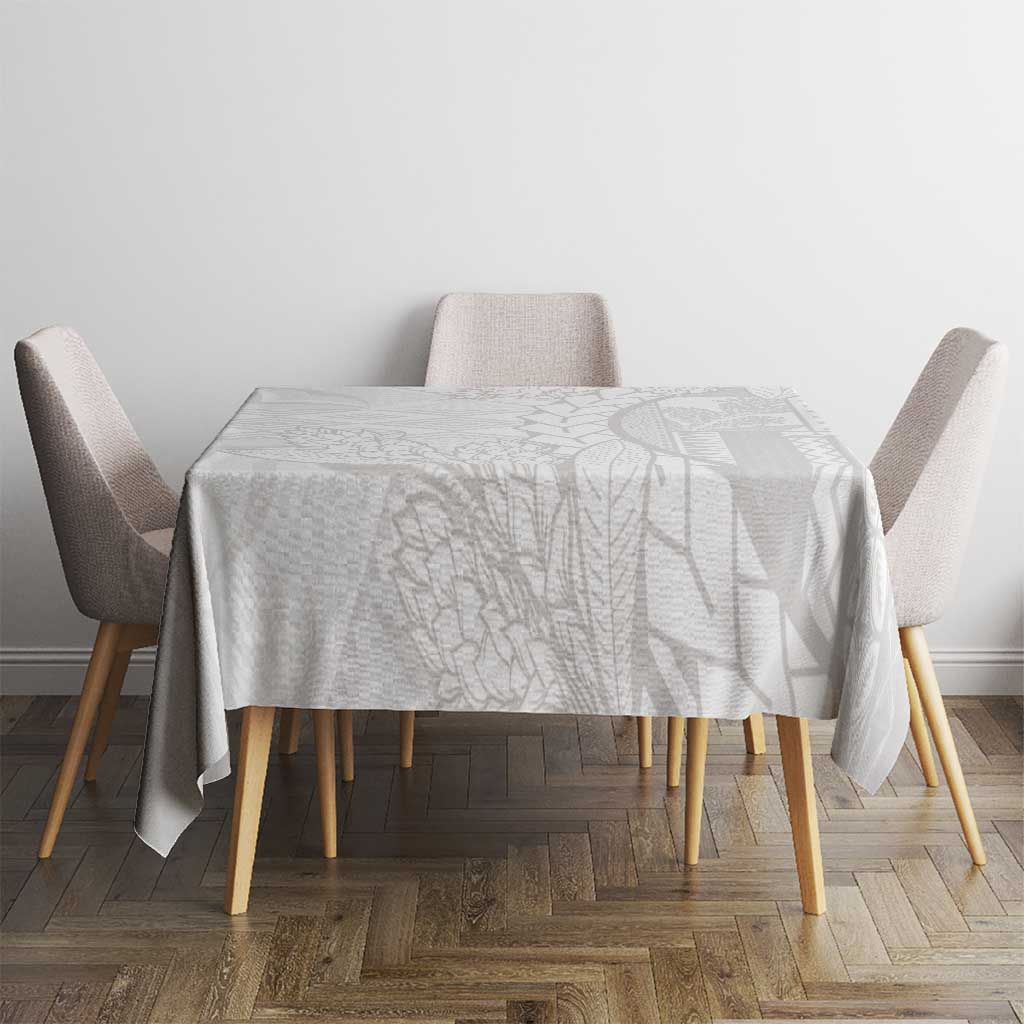 Samoa White Sunday Tablecloth Lotu Tamaiti Siapo With Teuila LT14 - Polynesian Pride