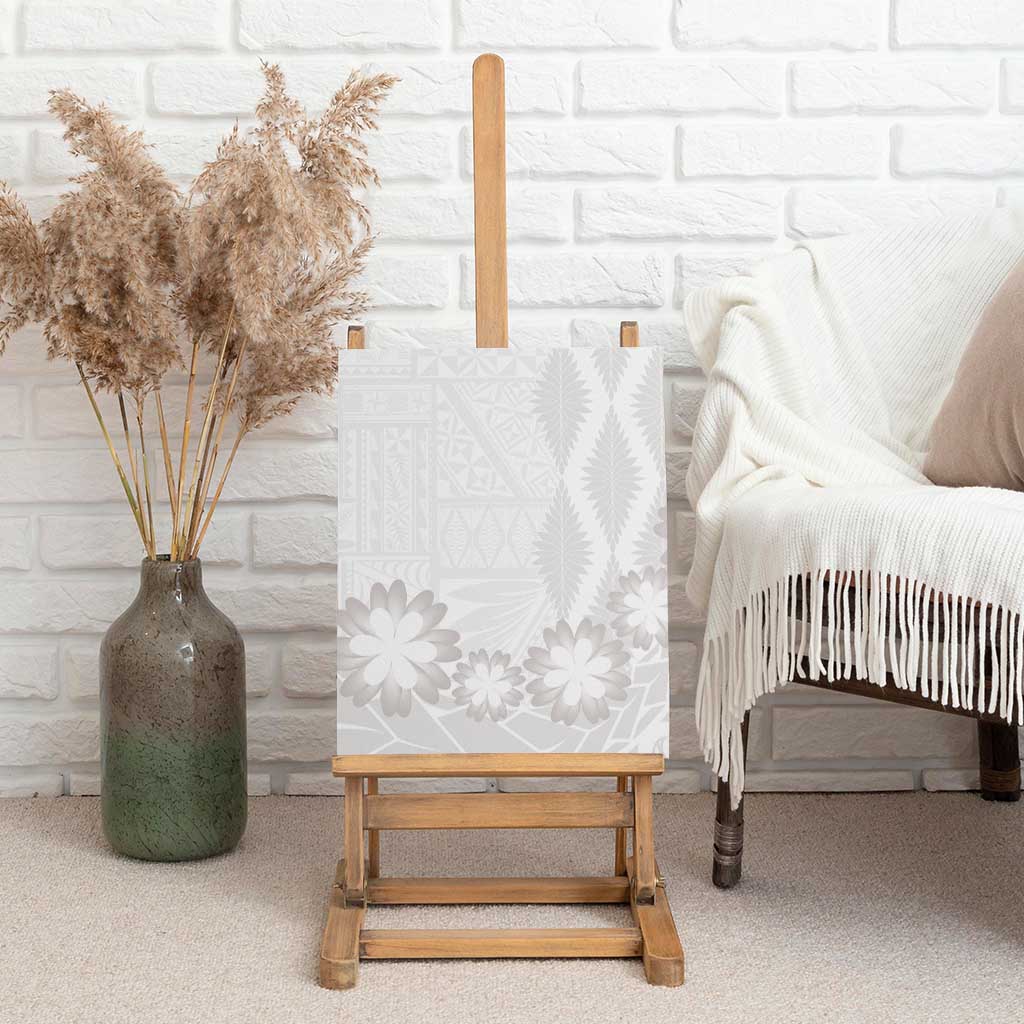 Tonga White Sunday Canvas Wall Art Manuia le Aso Sa o Tamaiti Heilala With Ngatu Pattern