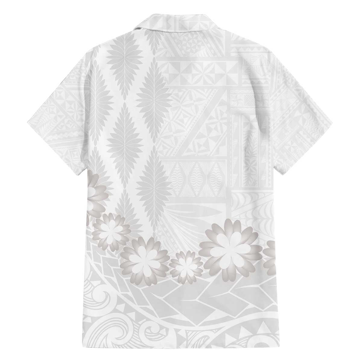 Tonga White Sunday Family Matching Off Shoulder Short Dress and Hawaiian Shirt Manuia le Aso Sa o Tamaiti Heilala With Ngatu Pattern LT14 - Polynesian Pride