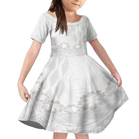 Tonga White Sunday Family Matching Summer Maxi Dress and Hawaiian Shirt Manuia le Aso Sa o Tamaiti Heilala With Ngatu Pattern LT14 Daughter's Dress White - Polynesian Pride