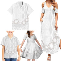 Tonga White Sunday Family Matching Summer Maxi Dress and Hawaiian Shirt Manuia le Aso Sa o Tamaiti Heilala With Ngatu Pattern LT14 - Polynesian Pride