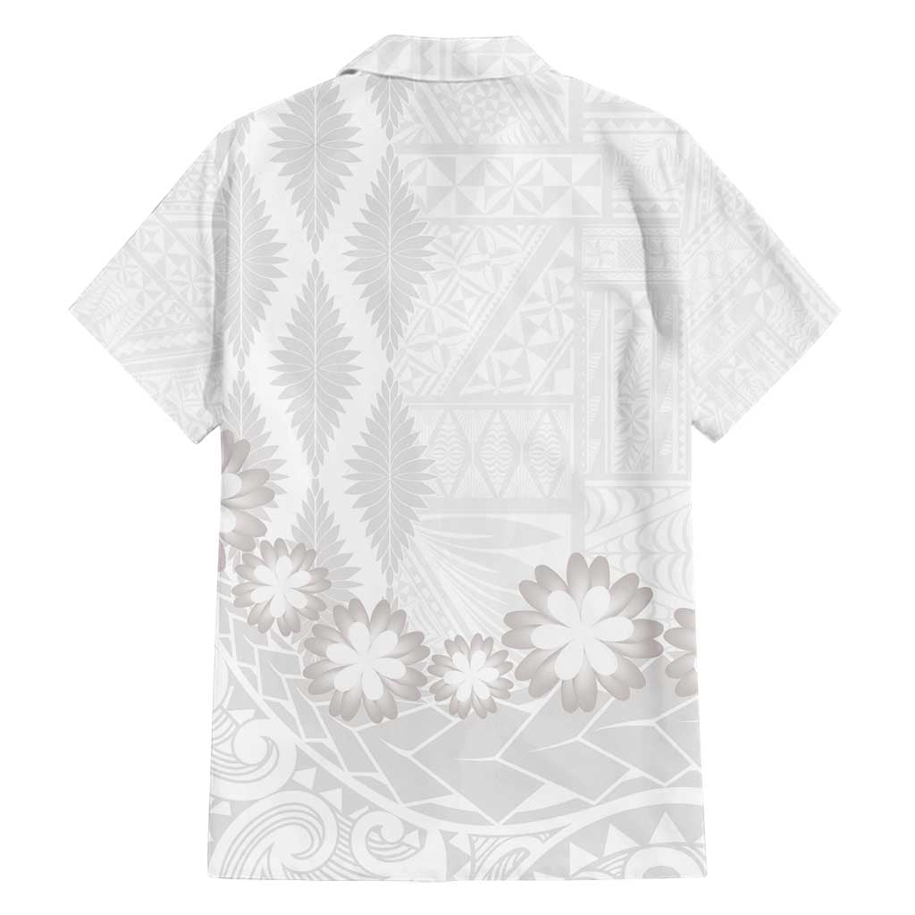Tonga White Sunday Family Matching Tank Maxi Dress and Hawaiian Shirt Manuia le Aso Sa o Tamaiti Heilala With Ngatu Pattern LT14 - Polynesian Pride