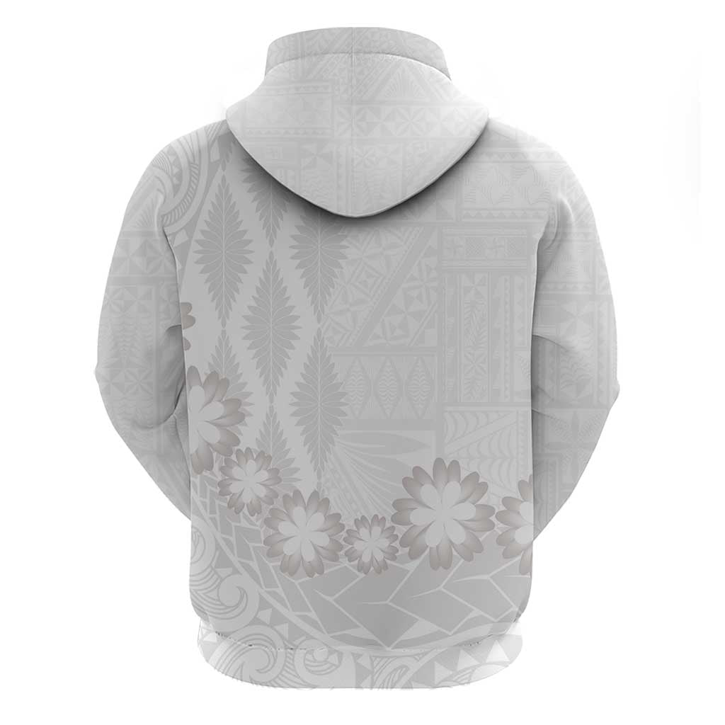 Tonga White Sunday Hoodie Manuia le Aso Sa o Tamaiti Heilala With Ngatu Pattern LT14 - Polynesian Pride