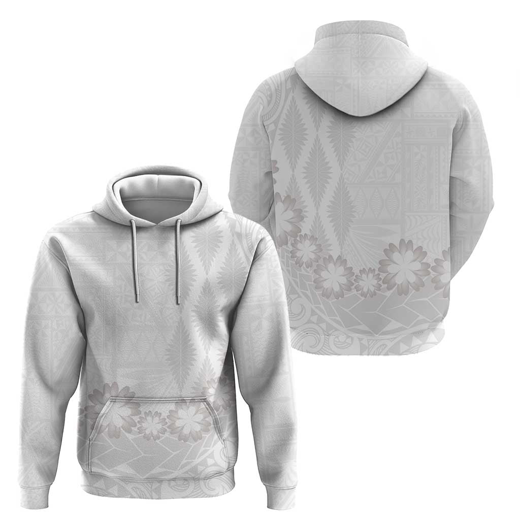 Tonga White Sunday Hoodie Manuia le Aso Sa o Tamaiti Heilala With Ngatu Pattern LT14 - Polynesian Pride