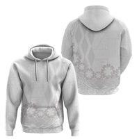 Tonga White Sunday Hoodie Manuia le Aso Sa o Tamaiti Heilala With Ngatu Pattern LT14 - Polynesian Pride