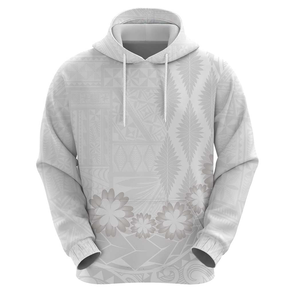Tonga White Sunday Hoodie Manuia le Aso Sa o Tamaiti Heilala With Ngatu Pattern LT14 - Polynesian Pride