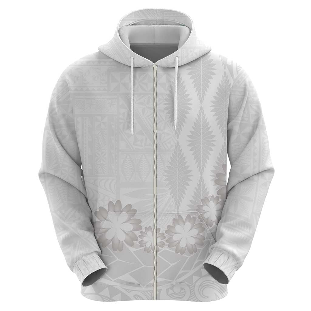 Tonga White Sunday Hoodie Manuia le Aso Sa o Tamaiti Heilala With Ngatu Pattern LT14 - Polynesian Pride