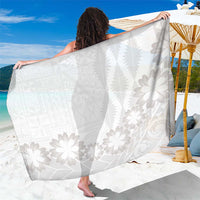 Tonga White Sunday Sarong Manuia le Aso Sa o Tamaiti Heilala With Ngatu Pattern LT14 One Size 44 x 66 inches White - Polynesian Pride