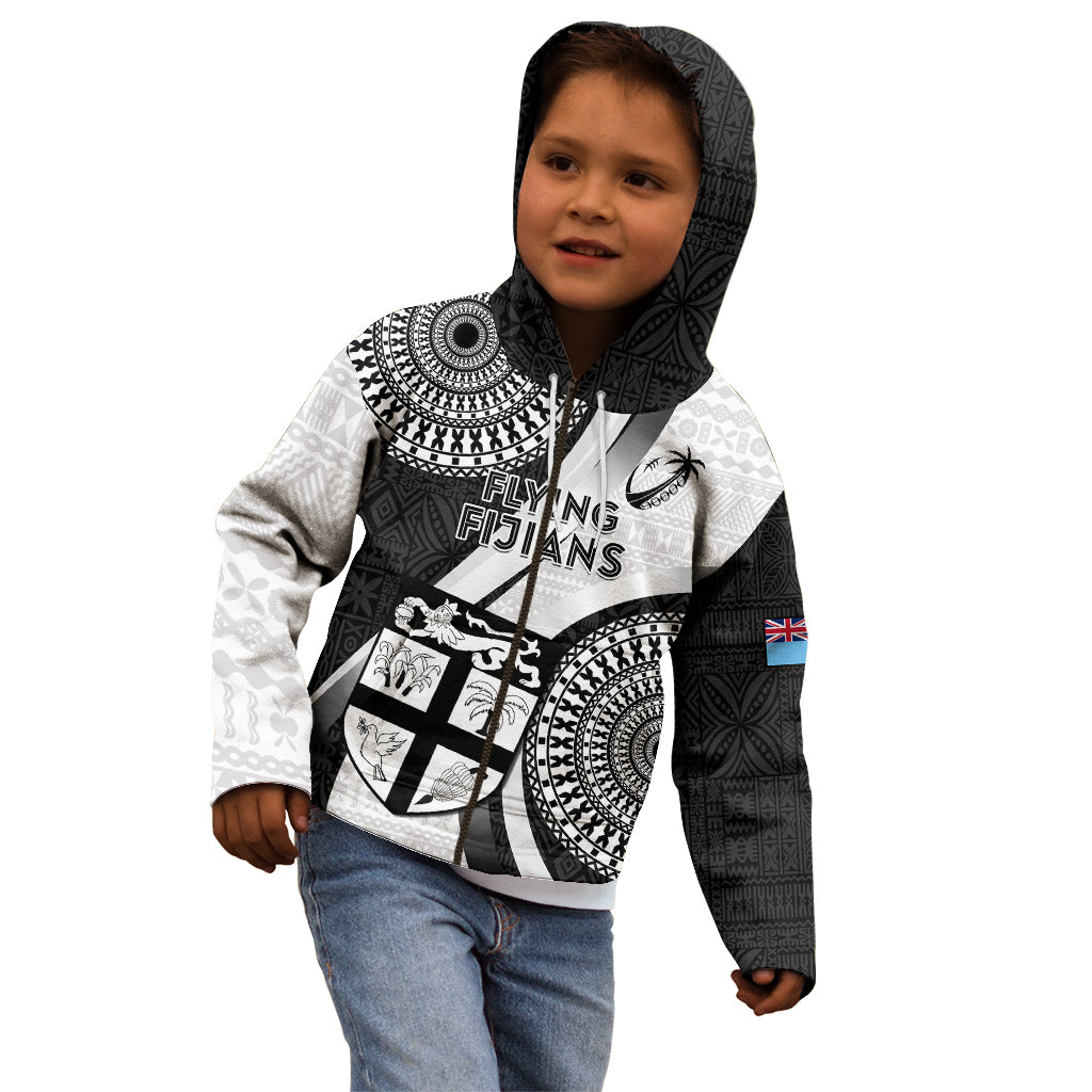 Fiji Rugby Kid Hoodie World Cup 2023 Go Champions Fijian Tapa Black Version LT14 - Polynesian Pride
