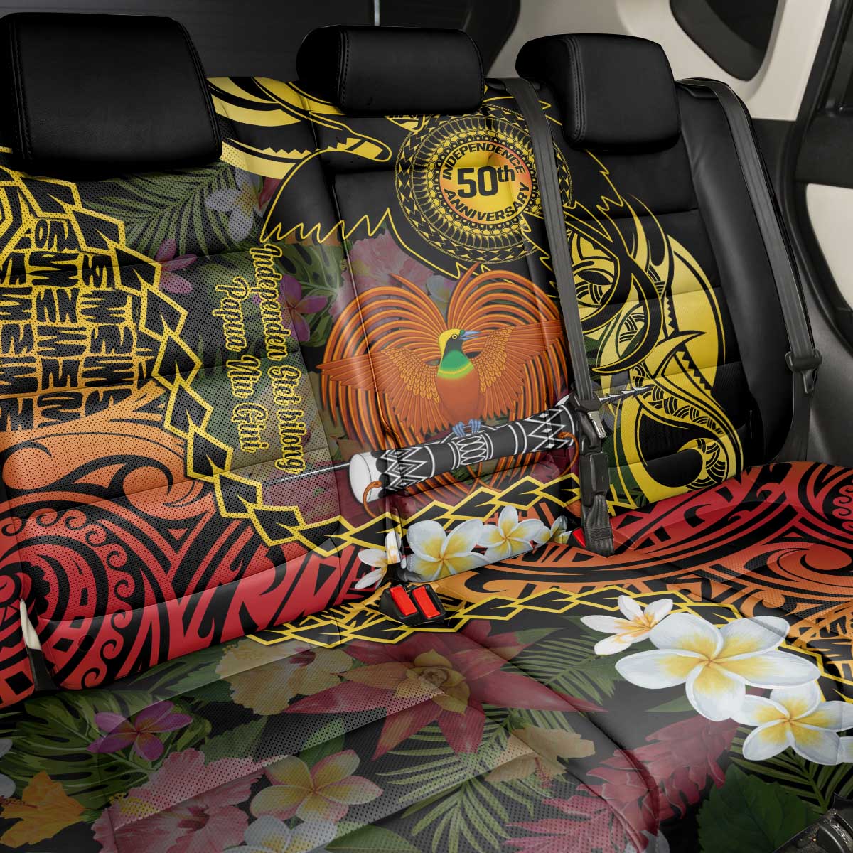 Papua New Guinea 50th Independence Anniversary Back Car Seat Cover Independen Stet bilong Papua Niu Gini LT14 - Polynesian Pride