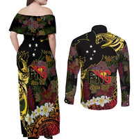 Papua New Guinea 50th Independence Anniversary Couples Matching Off Shoulder Maxi Dress and Long Sleeve Button Shirt Independen Stet bilong Papua Niu Gini LT14 - Polynesian Pride