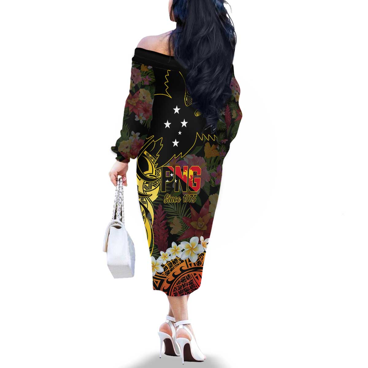 Papua New Guinea 50th Independence Anniversary Family Matching Off The Shoulder Long Sleeve Dress and Hawaiian Shirt Independen Stet bilong Papua Niu Gini LT14 - Polynesian Pride