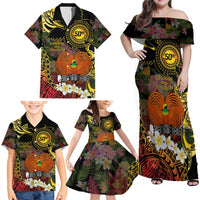 Papua New Guinea 50th Independence Anniversary Family Matching Off Shoulder Maxi Dress and Hawaiian Shirt Independen Stet bilong Papua Niu Gini LT14 - Polynesian Pride