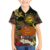 Papua New Guinea 50th Independence Anniversary Family Matching Summer Maxi Dress and Hawaiian Shirt Independen Stet bilong Papua Niu Gini LT14 Son's Shirt Black - Polynesian Pride