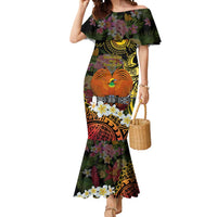 Papua New Guinea 50th Independence Anniversary Mermaid Dress Independen Stet bilong Papua Niu Gini LT14 Women Black - Polynesian Pride