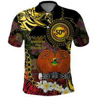 Papua New Guinea 50th Independence Anniversary Polo Shirt Independen Stet bilong Papua Niu Gini LT14 Black - Polynesian Pride