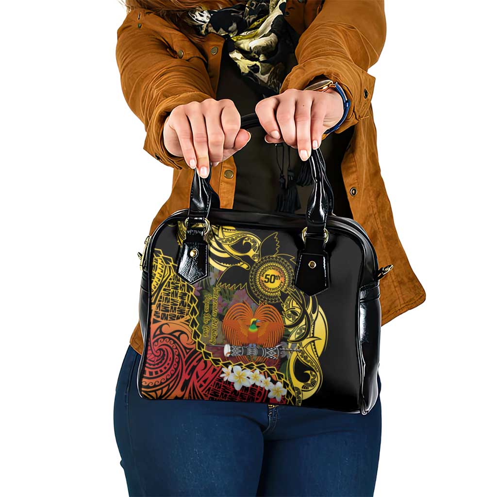 Papua New Guinea 50th Independence Anniversary Shoulder Handbag Independen Stet bilong Papua Niu Gini LT14 One Size Black - Polynesian Pride