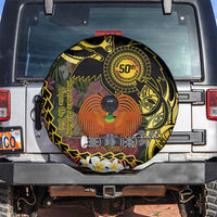 Papua New Guinea 50th Independence Anniversary Spare Tire Cover Independen Stet bilong Papua Niu Gini LT14 Black - Polynesian Pride