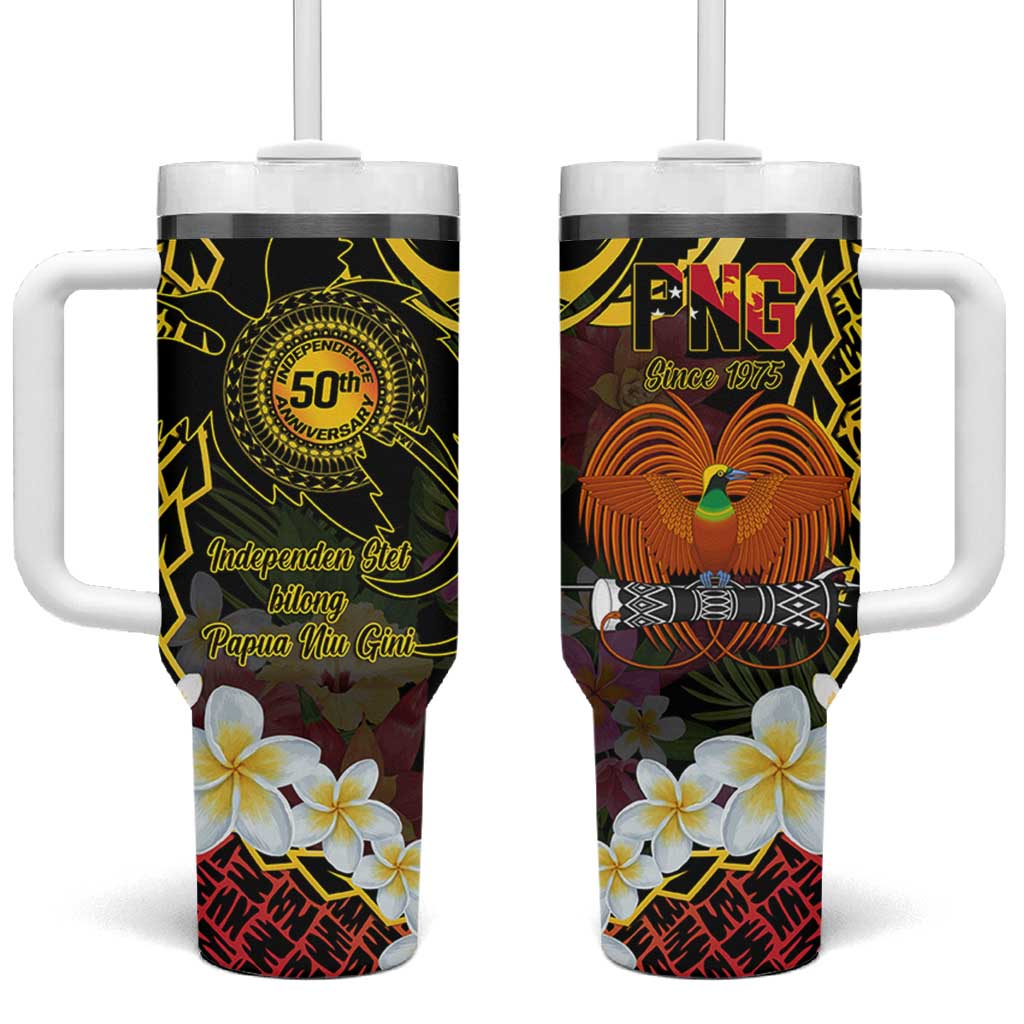 Papua New Guinea 50th Independence Anniversary Tumbler With Handle Independen Stet bilong Papua Niu Gini LT14 One Size: 40 oz Black - Polynesian Pride