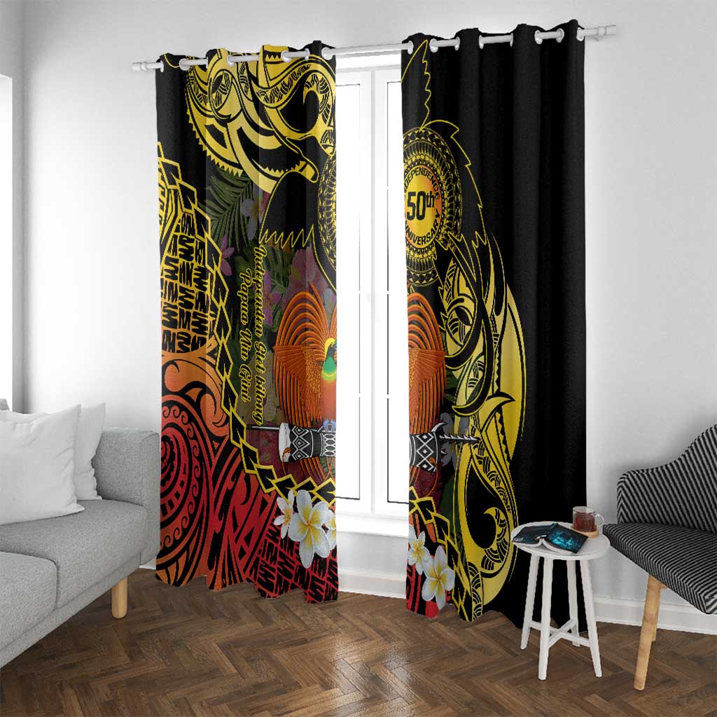 Papua New Guinea 50th Independence Anniversary Window Curtain Independen Stet bilong Papua Niu Gini LT14 With Grommets Black - Polynesian Pride