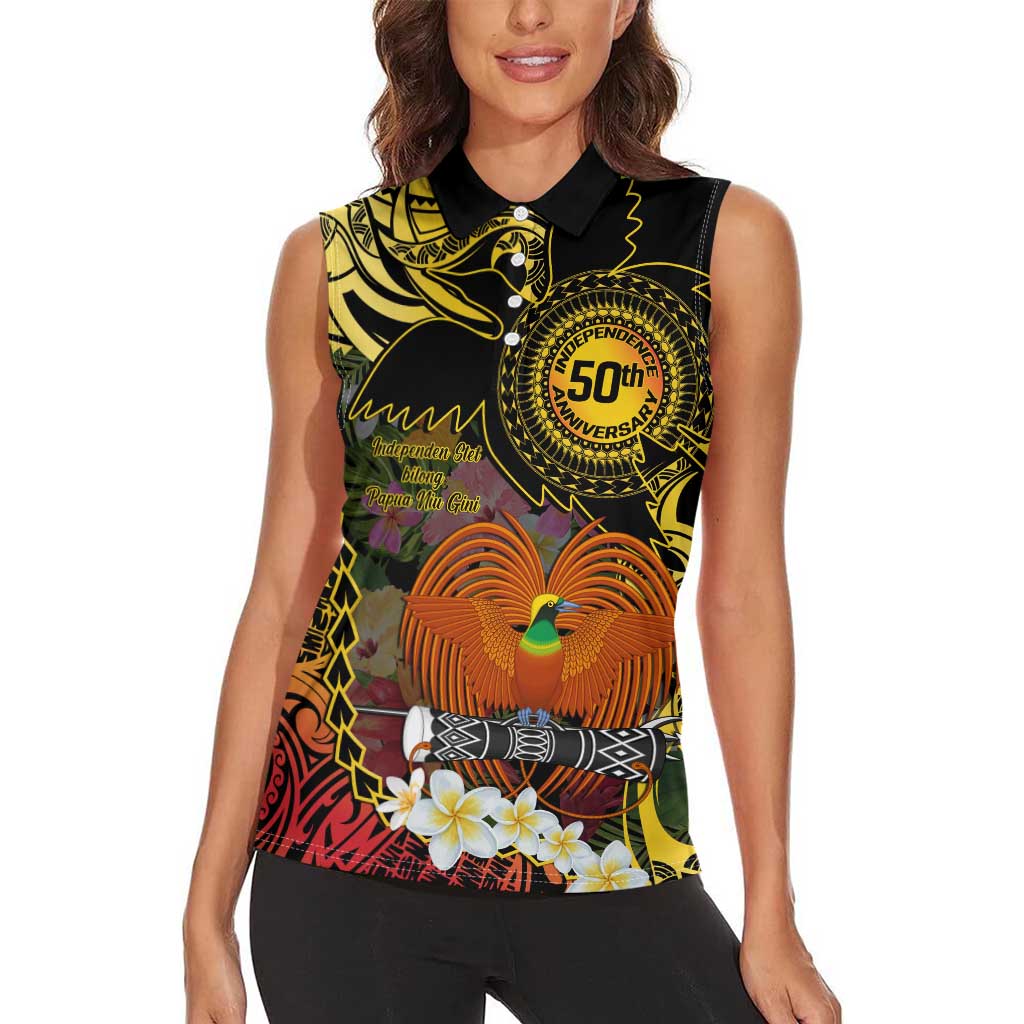 Papua New Guinea 50th Independence Anniversary Women Sleeveless Polo Shirt Independen Stet bilong Papua Niu Gini LT14 - Polynesian Pride