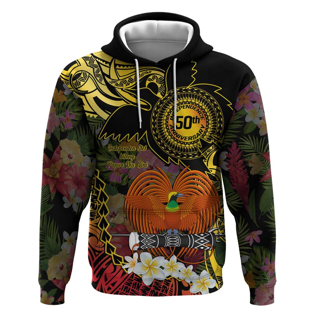 Papua New Guinea 50th Independence Anniversary Zip Hoodie Independen Stet bilong Papua Niu Gini LT14 Pullover Hoodie Black - Polynesian Pride