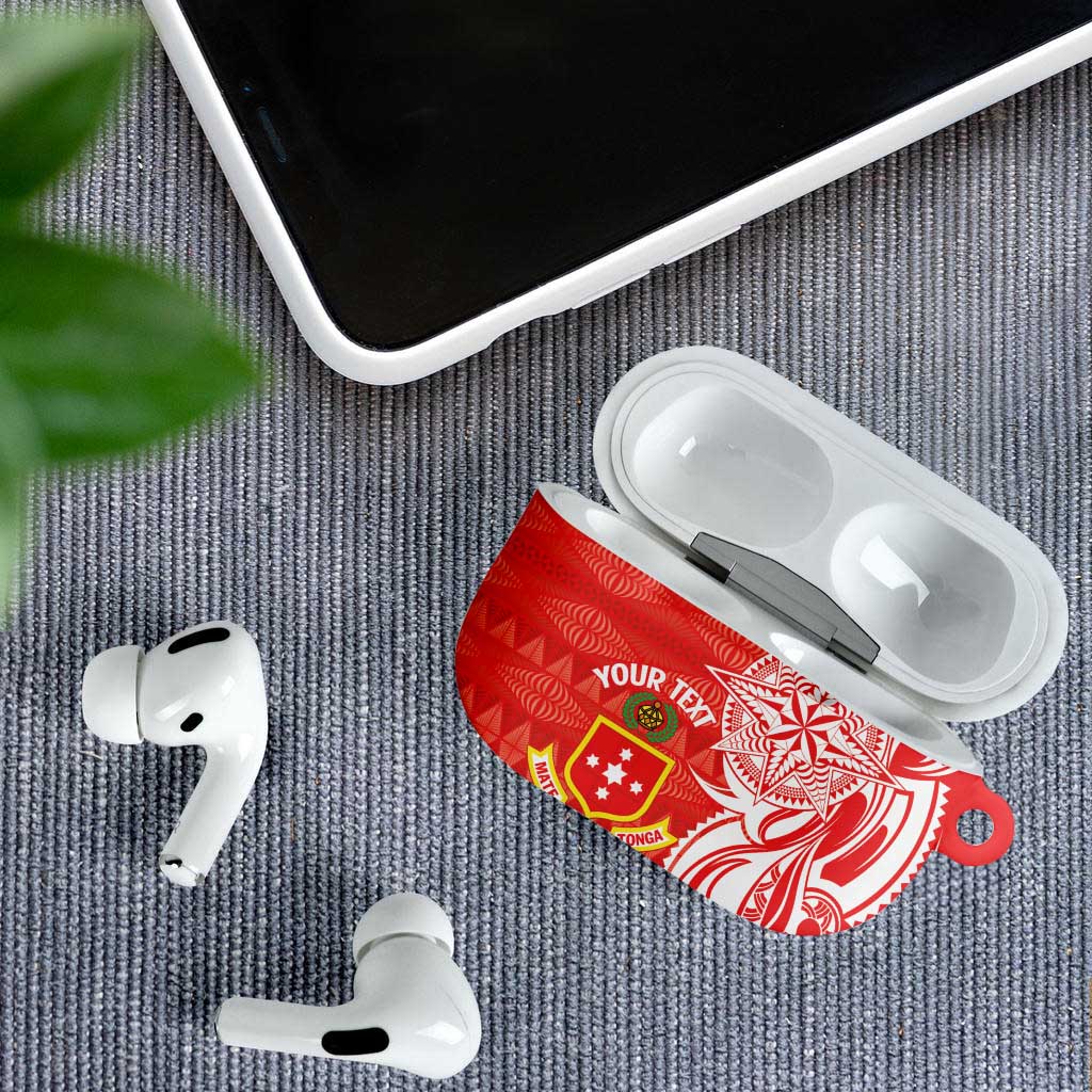 Personalised Kolisi Tonga AirPods Case Mate Maa Tonga Ngatu Pattern - Polynesian Pride