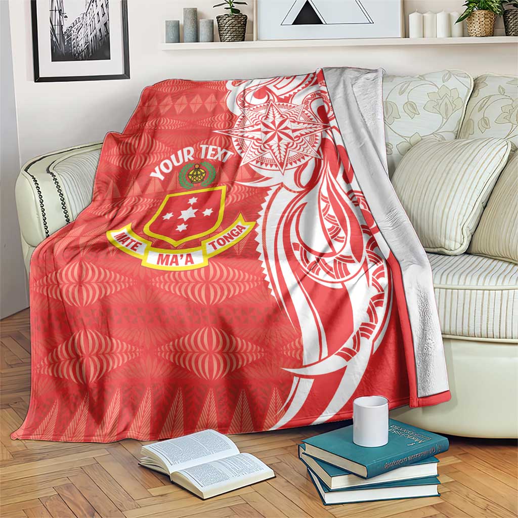 Personalised Kolisi Tonga Blanket Mate Maa Tonga Ngatu Pattern LT14 Red - Polynesian Pride