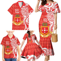 Personalised Kolisi Tonga Family Matching Mermaid Dress and Hawaiian Shirt Mate Maa Tonga Ngatu Pattern LT14 - Polynesian Pride