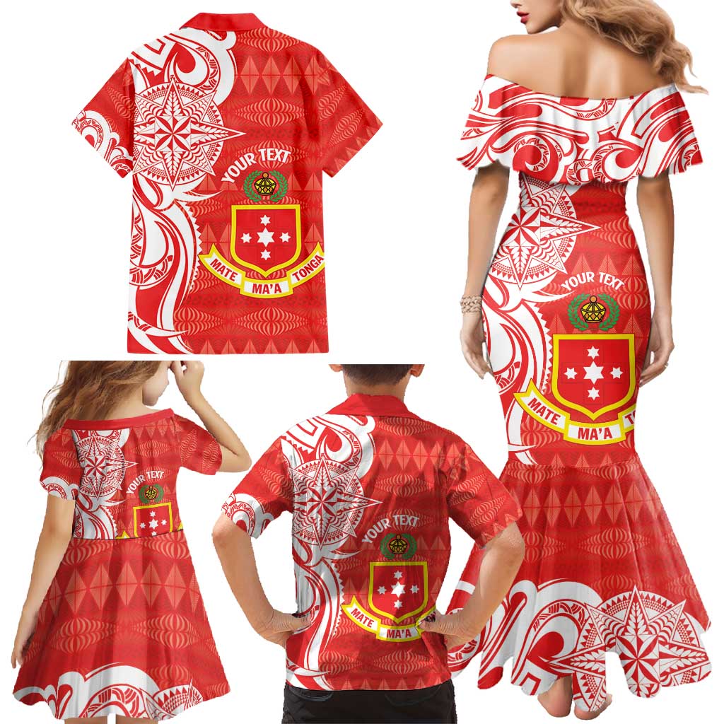 Personalised Kolisi Tonga Family Matching Mermaid Dress and Hawaiian Shirt Mate Maa Tonga Ngatu Pattern LT14 - Polynesian Pride
