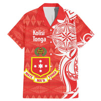 Personalised Kolisi Tonga Family Matching Mermaid Dress and Hawaiian Shirt Mate Maa Tonga Ngatu Pattern LT14 Dad's Shirt - Short Sleeve Red - Polynesian Pride