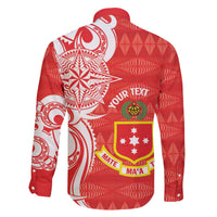 Personalised Kolisi Tonga Family Matching Off The Shoulder Long Sleeve Dress and Hawaiian Shirt Mate Maa Tonga Ngatu Pattern LT14 - Polynesian Pride