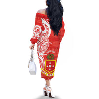 Personalised Kolisi Tonga Family Matching Off The Shoulder Long Sleeve Dress and Hawaiian Shirt Mate Maa Tonga Ngatu Pattern LT14 - Polynesian Pride