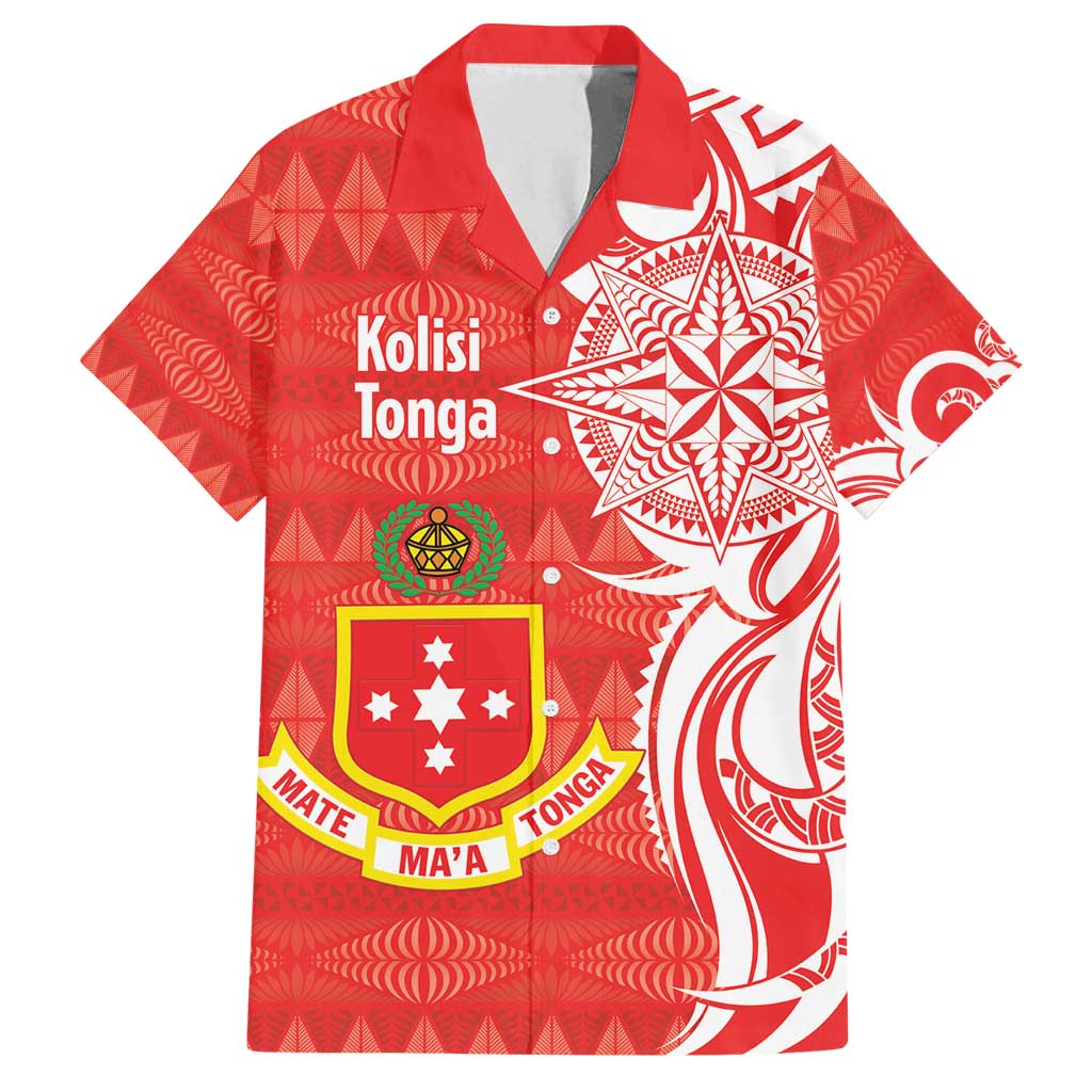 Personalised Kolisi Tonga Family Matching Off Shoulder Maxi Dress and Hawaiian Shirt Mate Maa Tonga Ngatu Pattern - Polynesian Pride