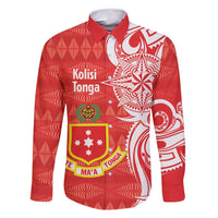 Personalised Kolisi Tonga Family Matching Off Shoulder Short Dress and Hawaiian Shirt Mate Maa Tonga Ngatu Pattern - Polynesian Pride