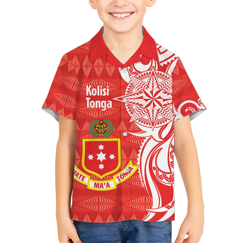 Personalised Kolisi Tonga Family Matching Puletasi and Hawaiian Shirt Mate Maa Tonga Ngatu Pattern - Polynesian Pride