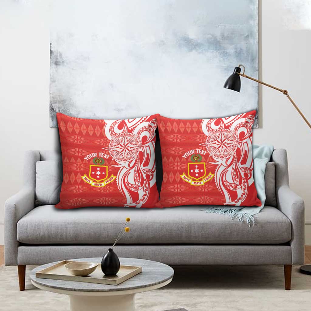 Personalised Kolisi Tonga Pillow Cover Mate Maa Tonga Ngatu Pattern - Polynesian Pride