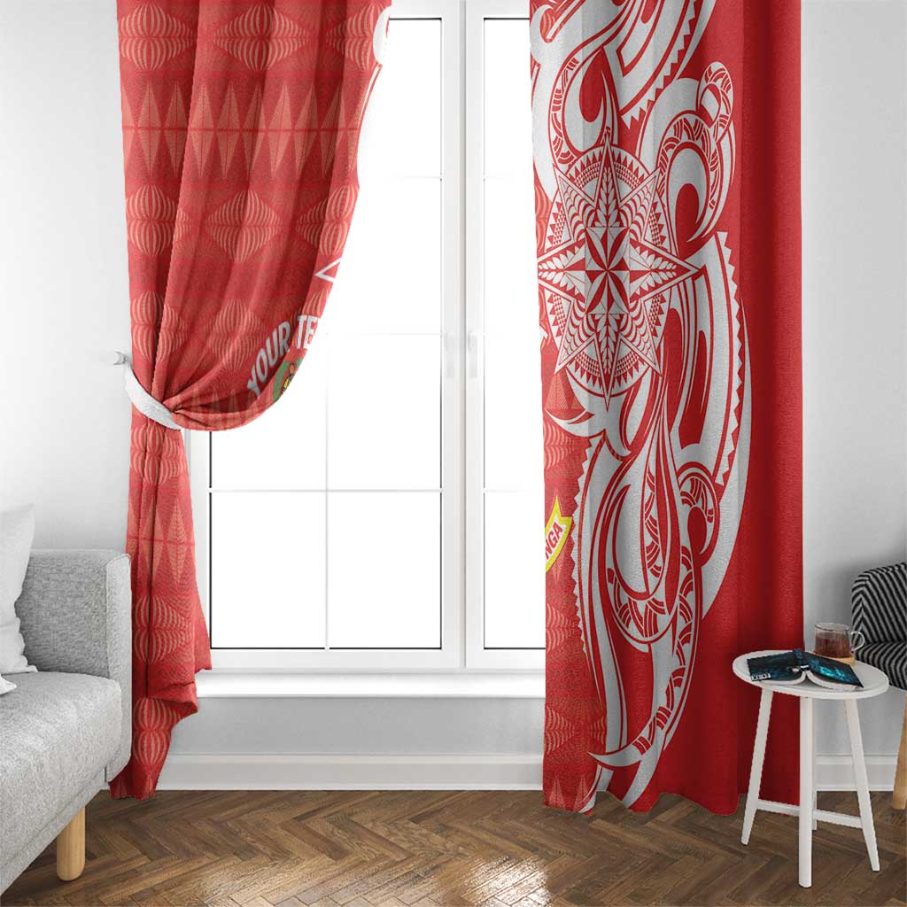 Personalised Kolisi Tonga Window Curtain Mate Maa Tonga Ngatu Pattern - Polynesian Pride