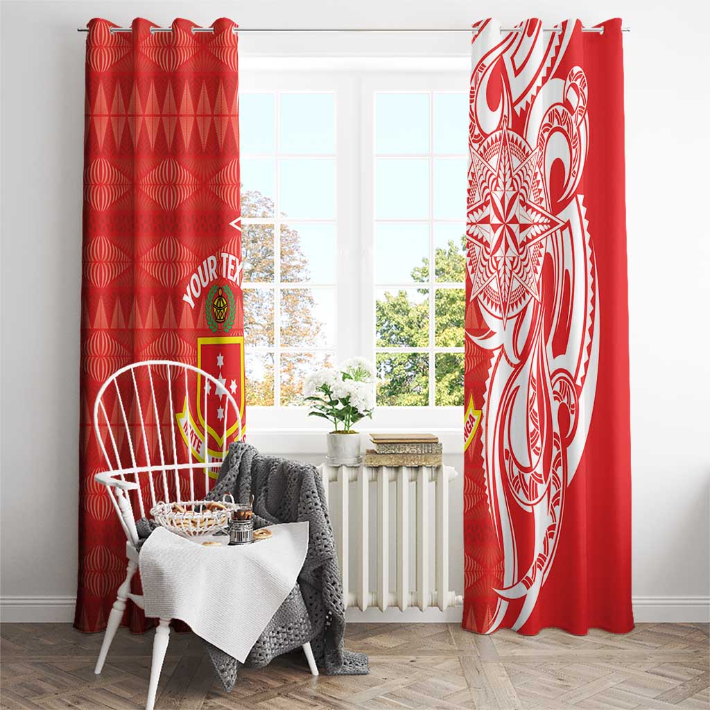 Personalised Kolisi Tonga Window Curtain Mate Maa Tonga Ngatu Pattern - Polynesian Pride