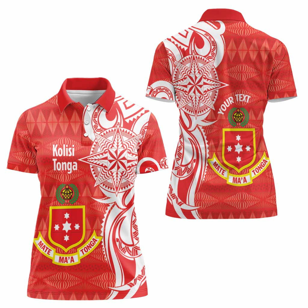 Personalised Kolisi Tonga Women Polo Shirt Mate Maa Tonga Ngatu Pattern - Polynesian Pride
