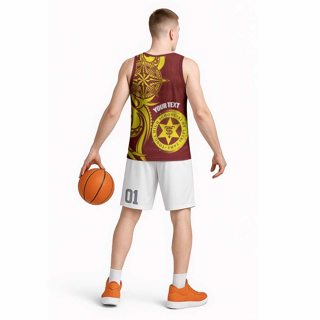 Personalised Tonga High School Basketball Jersey THS Tongan Ngatu Pattern - Polynesian Pride