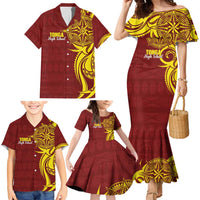 Personalised Tonga High School Family Matching Mermaid Dress and Hawaiian Shirt THS Tongan Ngatu Pattern LT14 - Polynesian Pride