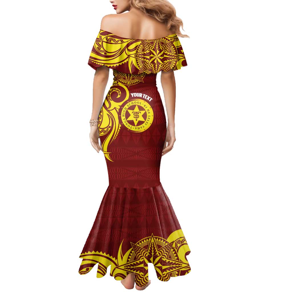 Personalised Tonga High School Family Matching Mermaid Dress and Hawaiian Shirt THS Tongan Ngatu Pattern LT14 - Polynesian Pride
