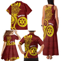 Personalised Tonga High School Family Matching Tank Maxi Dress and Hawaiian Shirt THS Tongan Ngatu Pattern LT14 - Polynesian Pride