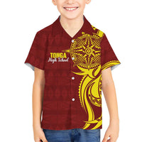 Personalised Tonga High School Kid Hawaiian Shirt THS Tongan Ngatu Pattern LT14 Kid Maroon - Polynesian Pride