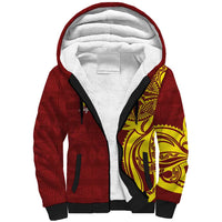 Personalised Tonga High School Sherpa Hoodie THS Tongan Ngatu Pattern LT14 Unisex Maroon - Polynesian Pride