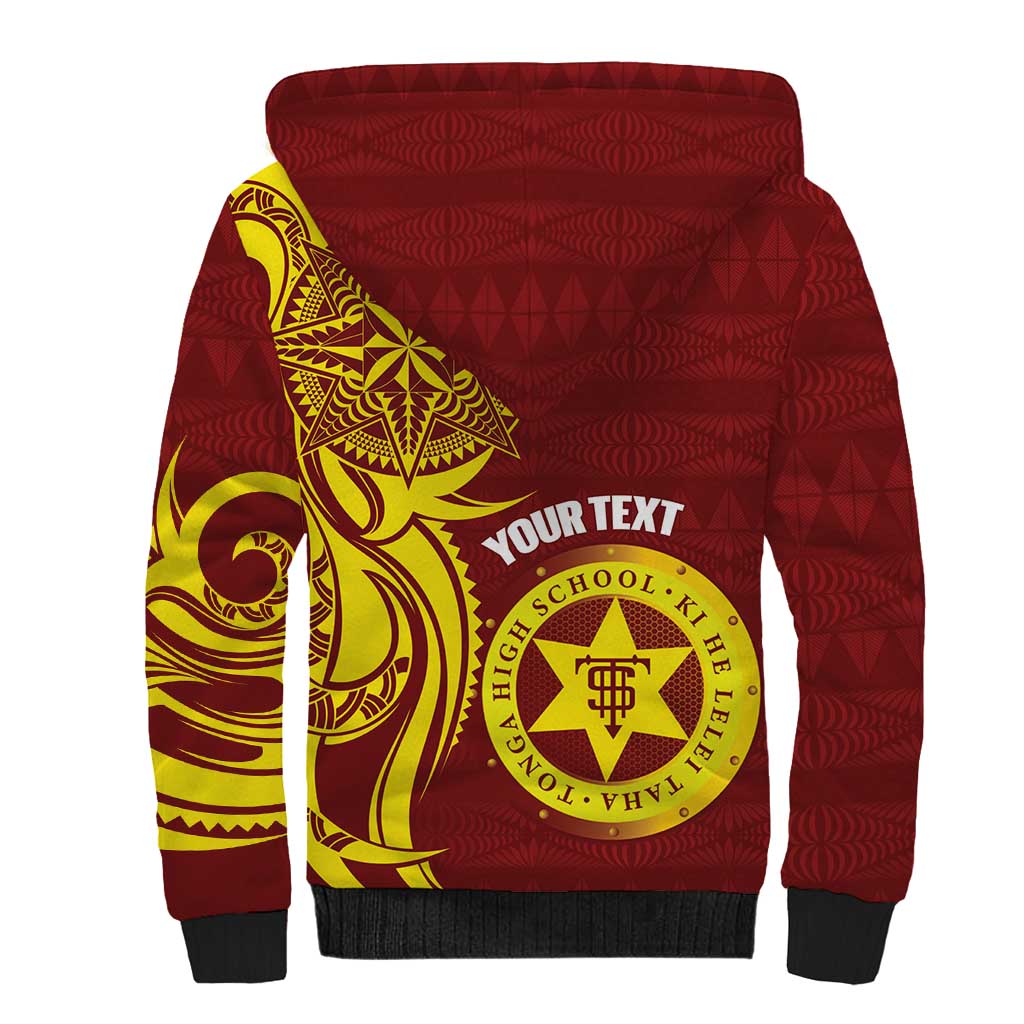 Personalised Tonga High School Sherpa Hoodie THS Tongan Ngatu Pattern LT14 - Polynesian Pride