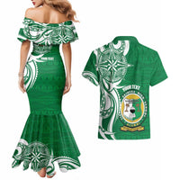 Personalised Liahona - Saineha High School Couples Matching Mermaid Dress and Hawaiian Shirt Tongan Ngatu Pattern LT14 - Polynesian Pride