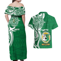 Personalised Liahona - Saineha High School Couples Matching Off Shoulder Maxi Dress and Hawaiian Shirt Tongan Ngatu Pattern LT14 - Polynesian Pride