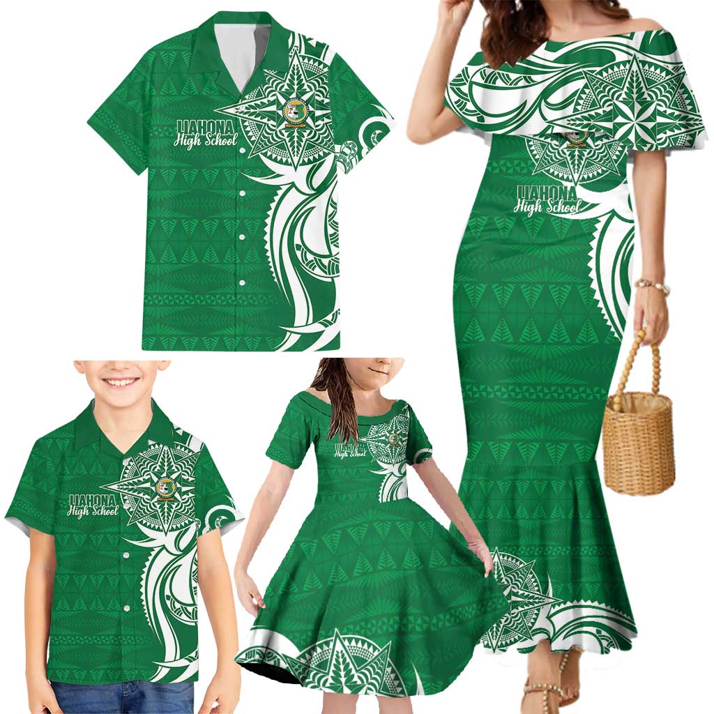 Personalised Liahona - Saineha High School Family Matching Mermaid Dress and Hawaiian Shirt Tongan Ngatu Pattern LT14 - Polynesian Pride